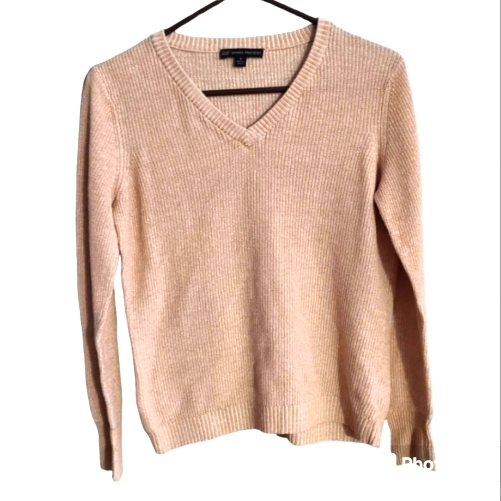 346 Brooks Brothers cream linen cotton blend‎ V neck sweater light-weight Small - Picture 2 of 10